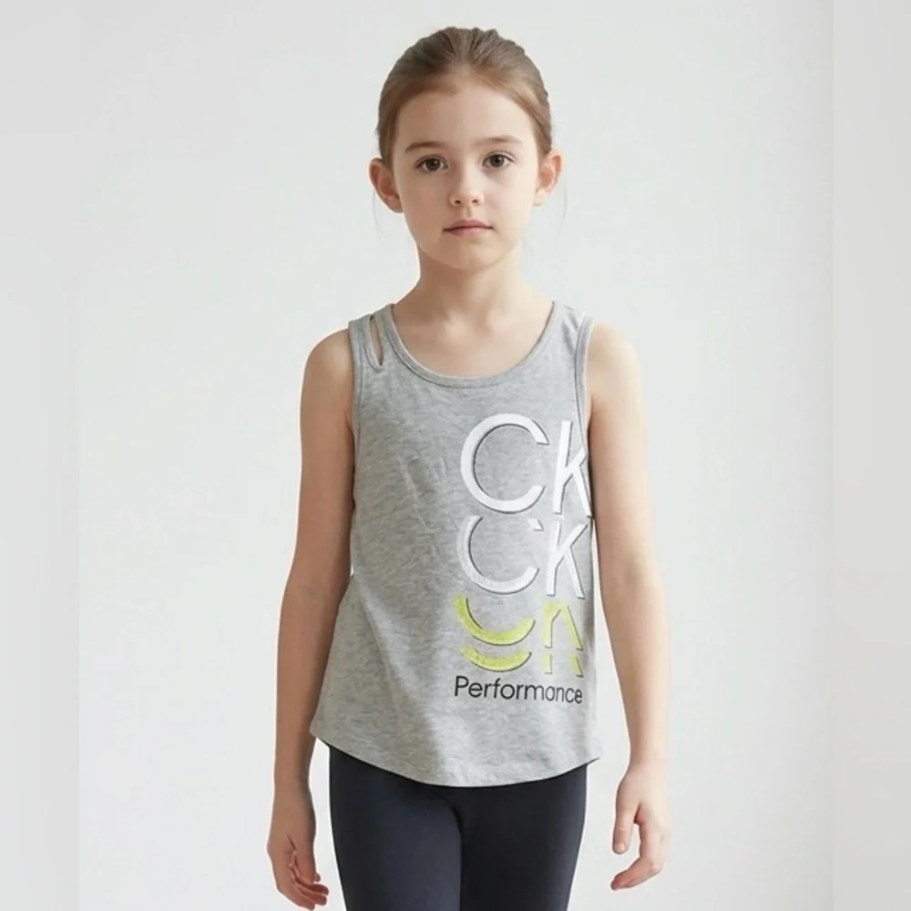 NWT Nike Calvin Klein Youth Girls White Gray Graphic Tee Shirt & Tank - Size M